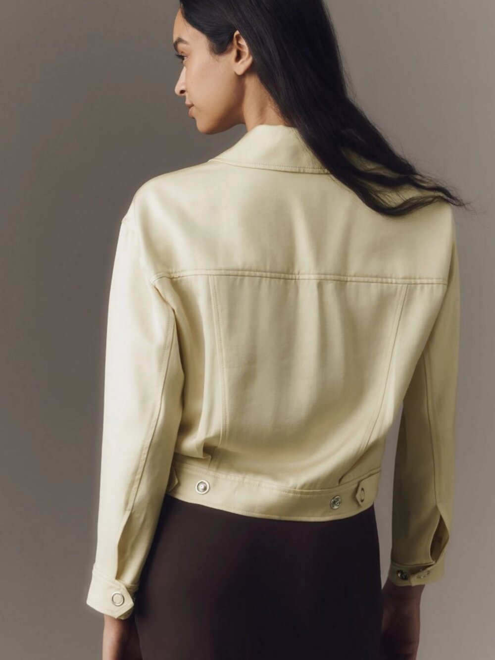 Anthropologie Satin Trucker Jacket utility s coat spring summer fancy small - Picture 2 of 6